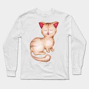 Sleeping cat. color pencil Long Sleeve T-Shirt